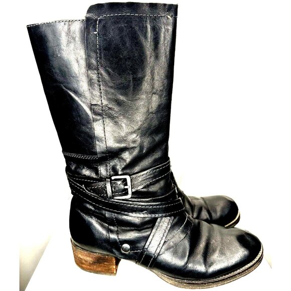 Naya Womens Leather Boots B3196L1001 Sabre Riding Tall Heels Zipper Black 8M - Picture 5 of 16